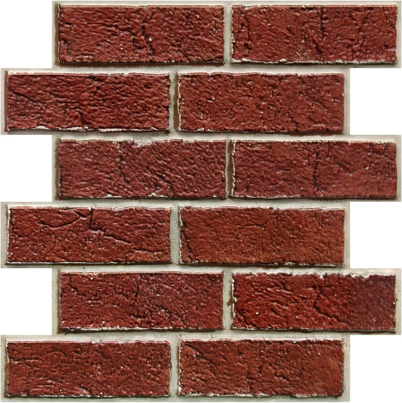 COMSTICKC 3D Faux Red Brick Wall Panels Peel and Stick Wall Sticker, 10 Pcs of 1