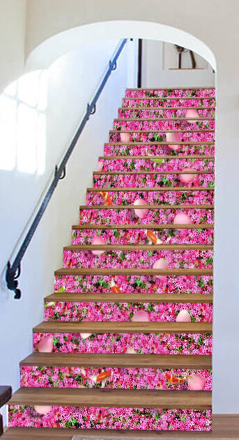 3D Romantic Petals AZ311 Stair Risers Decoration Mural Vinyl Wallpaper Kay