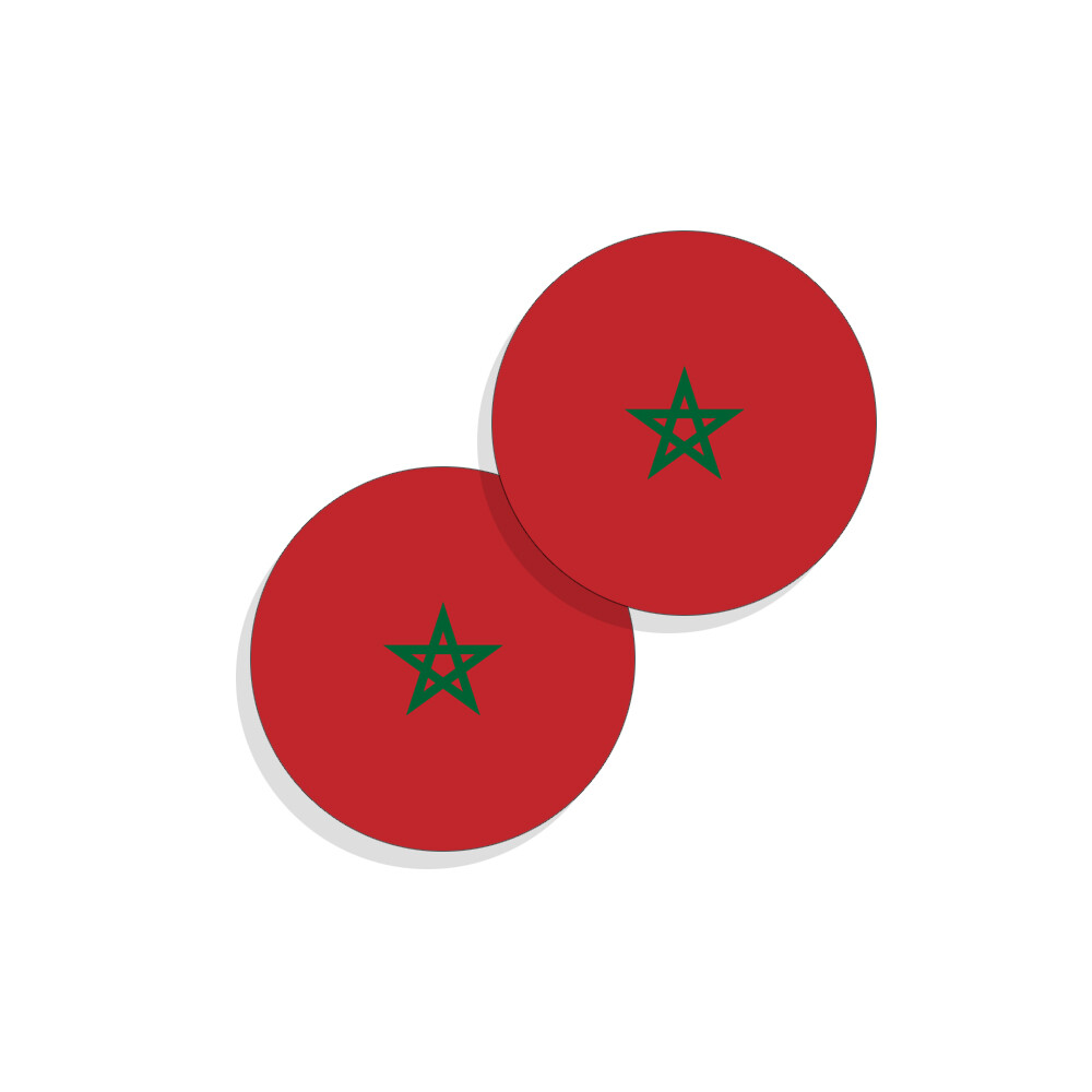 Morocco Flag Stickers Flag Decals Vinyl Round Indoor Outdoor Circles 4 pack