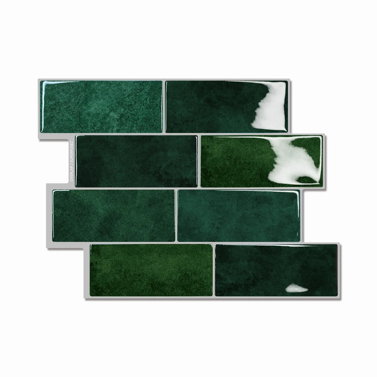 10pcs Green Brick Pattern Tile Self-Adhesive Wall Stickers, Waterproof