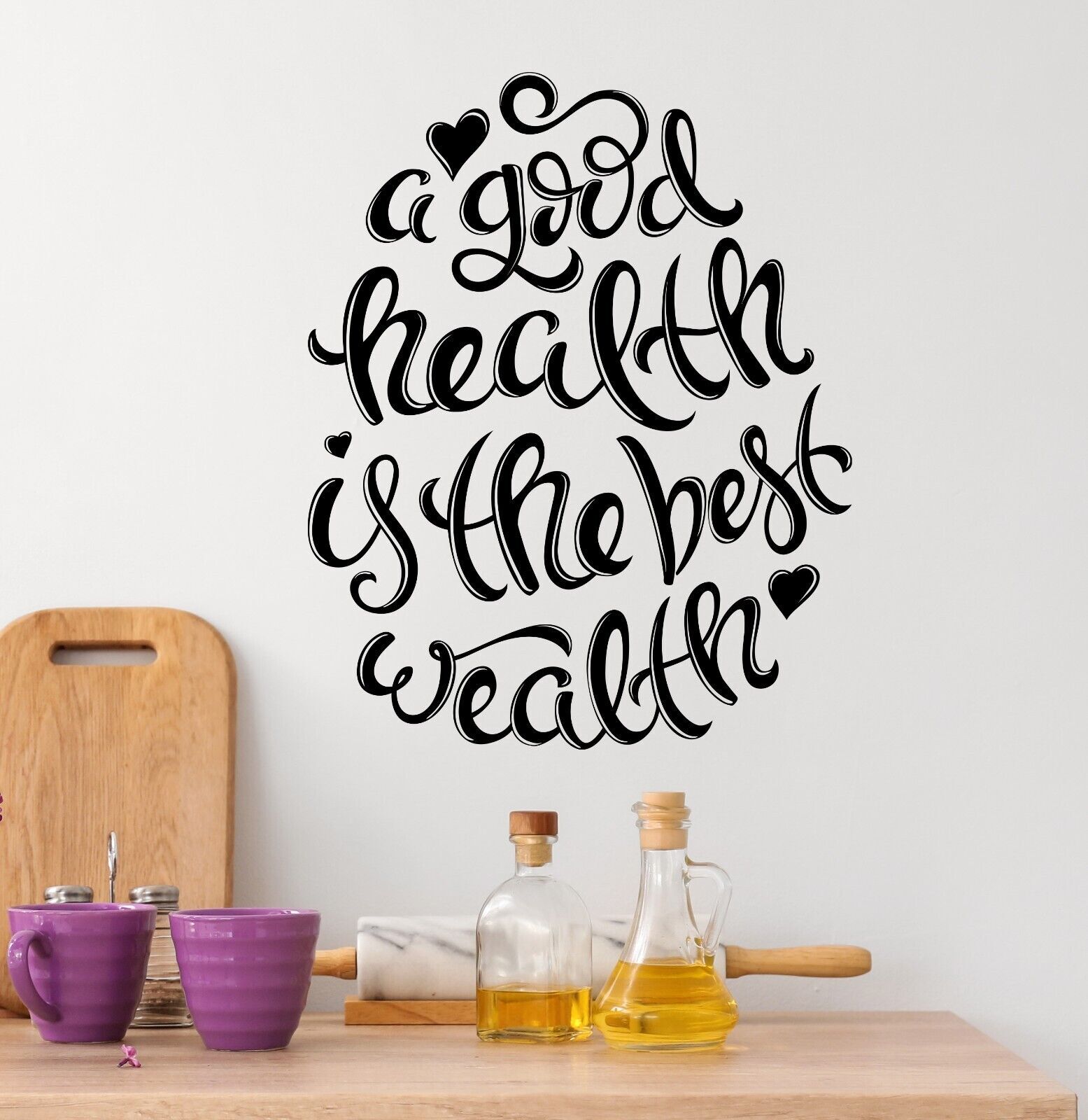 Vinyl Wall Decal Word Quote Good Health Best Wealth Stickers 4395ig