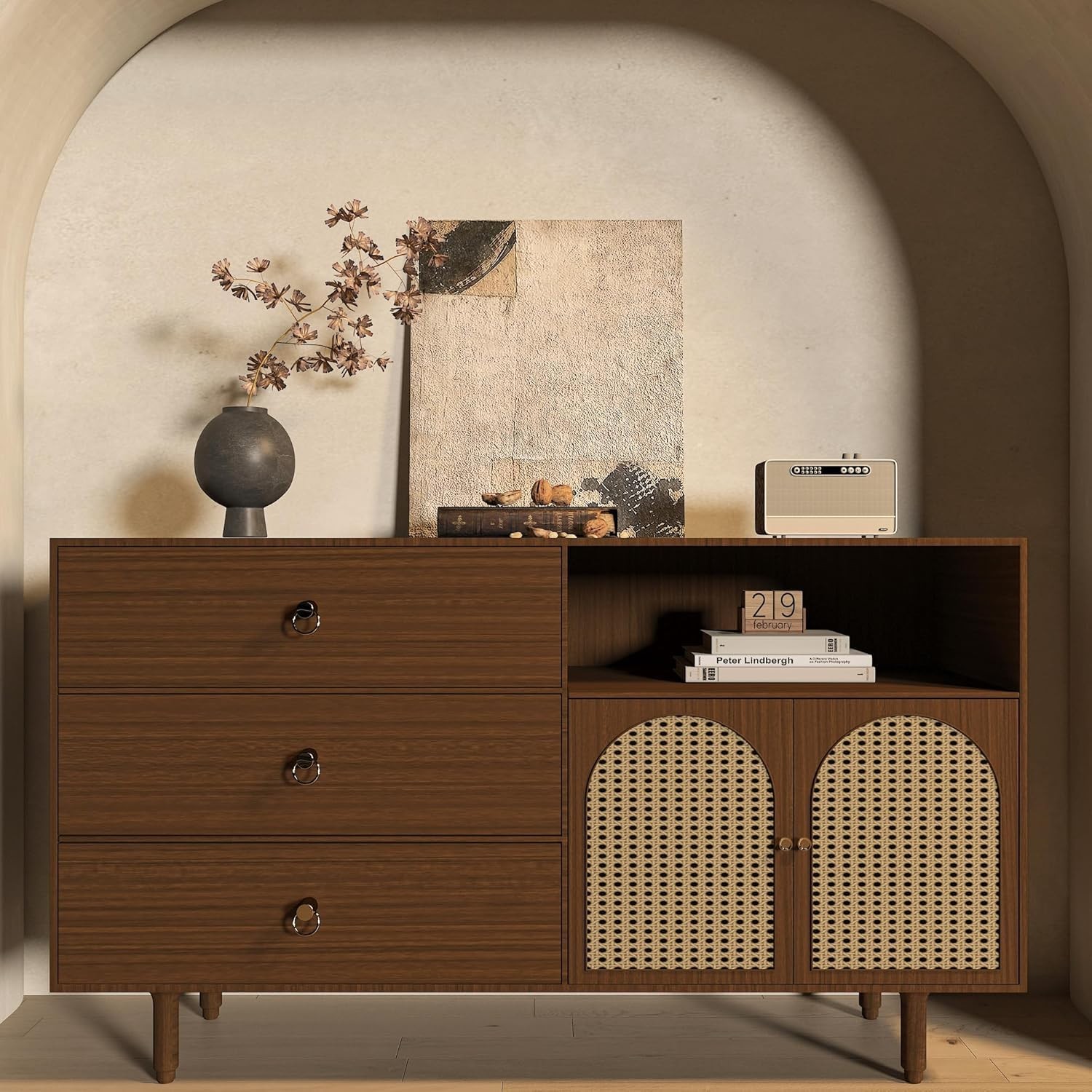 Brown Wood Grain Waterproof Peel and Stick Wallpaper Walnut Look Furniture St…
