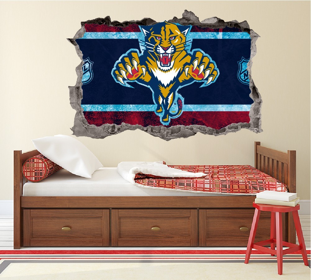 Florida Panthers Wall Art Decal Logo 3D Smashed Hockey Decor Sticker WL25