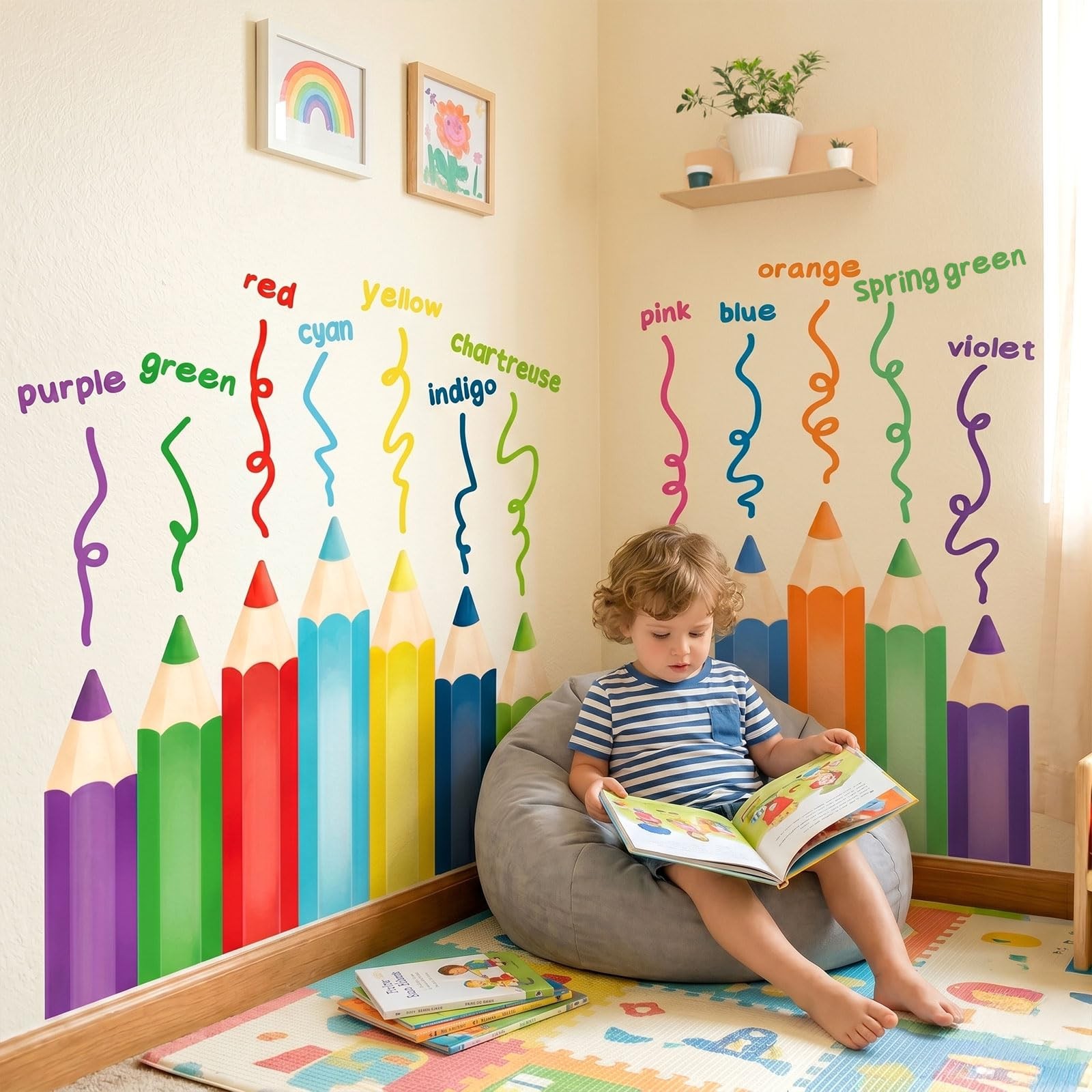 Educational Pencil Crayons Wall Stickers Learning Color Educational Decals fo…