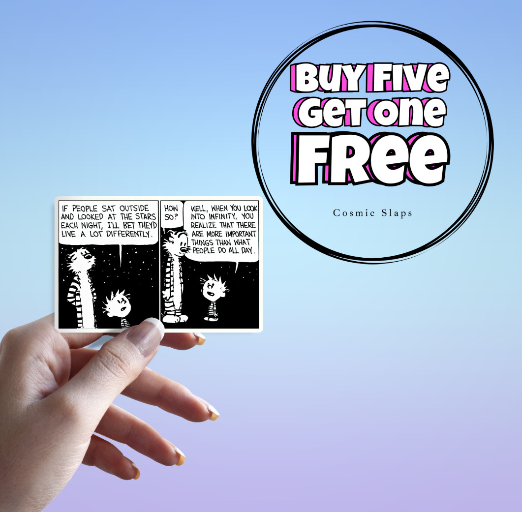 Infinity Sticker – Calvin and Hobbes Star Gazing Waterproof Cosmic Slaps Sticker