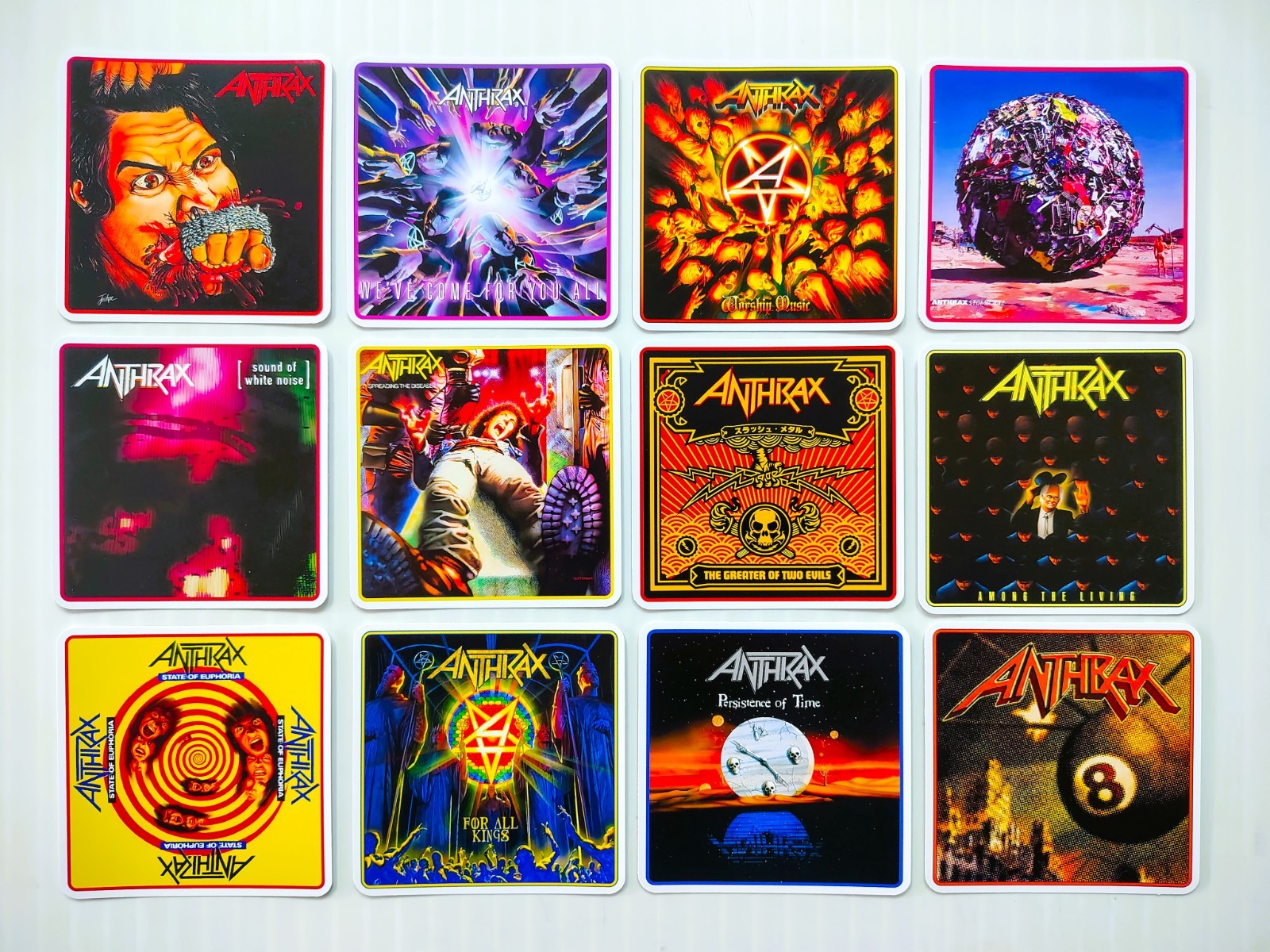 Anthrax Inspired Vinyl Sticker Lot (12 Stickers) thrash metal overkill testament