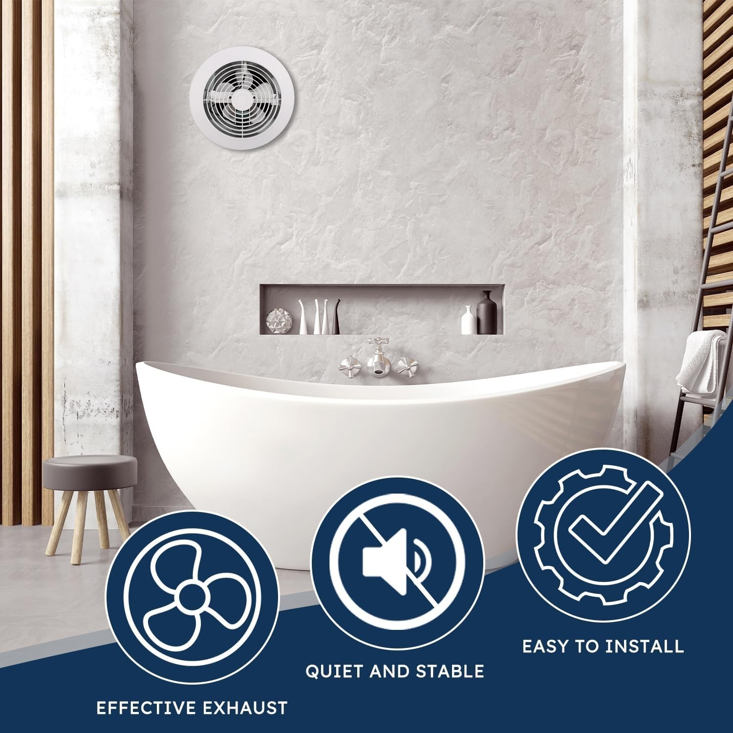512M 6" Through Wall Exhaust Fan 80CFM 4.0 Sones Bathroom Kitchen Vent