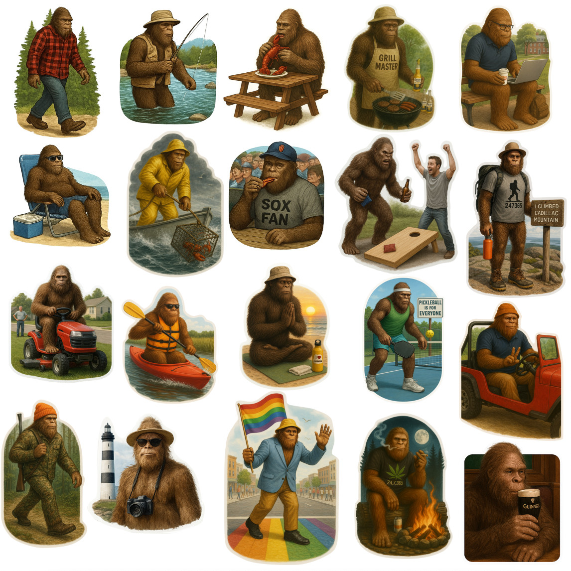 20 Sasquatch / Bigfoot "in his natural environment" funny stickers waterproof