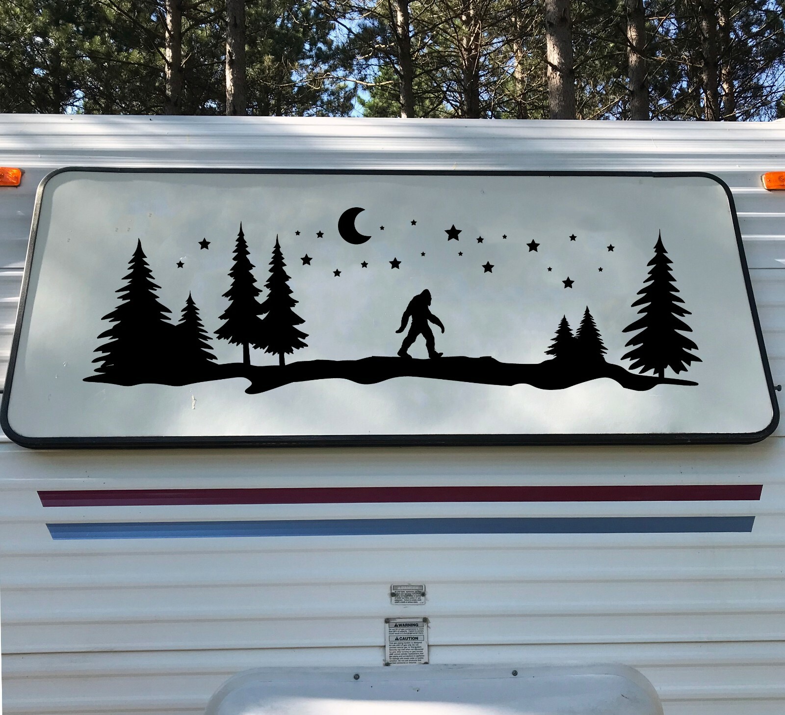 Bigfoot Moon Trees Scene V2 Vinyl Sticker Camper RV Travel Trailer Graphics