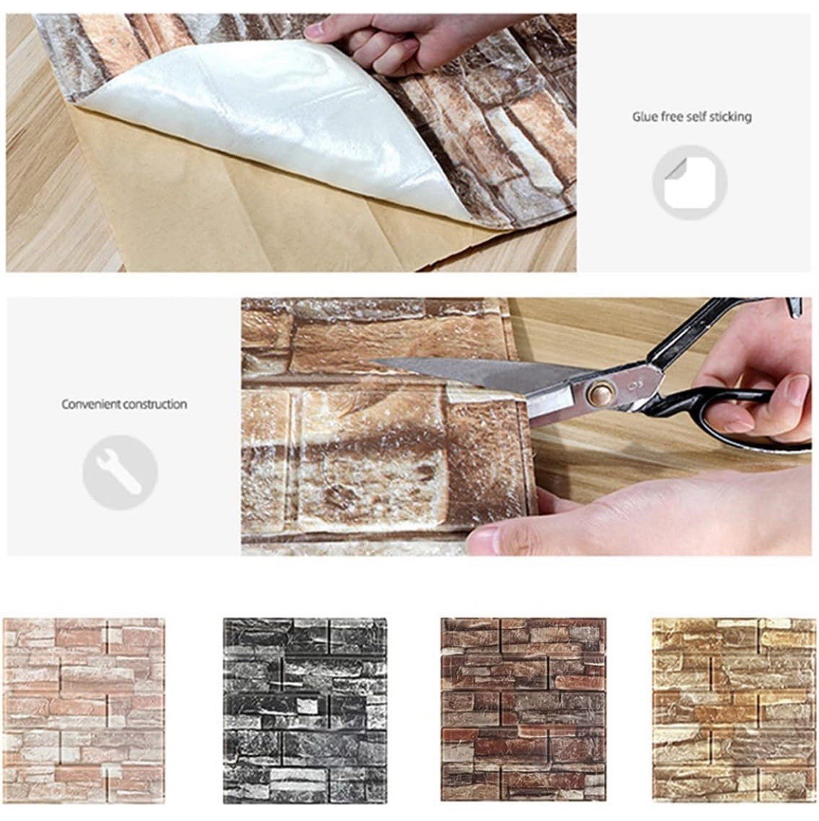 10 PCS 3D Foam Yellow Brick Self Adhesive Waterproof Wall Covering Panels