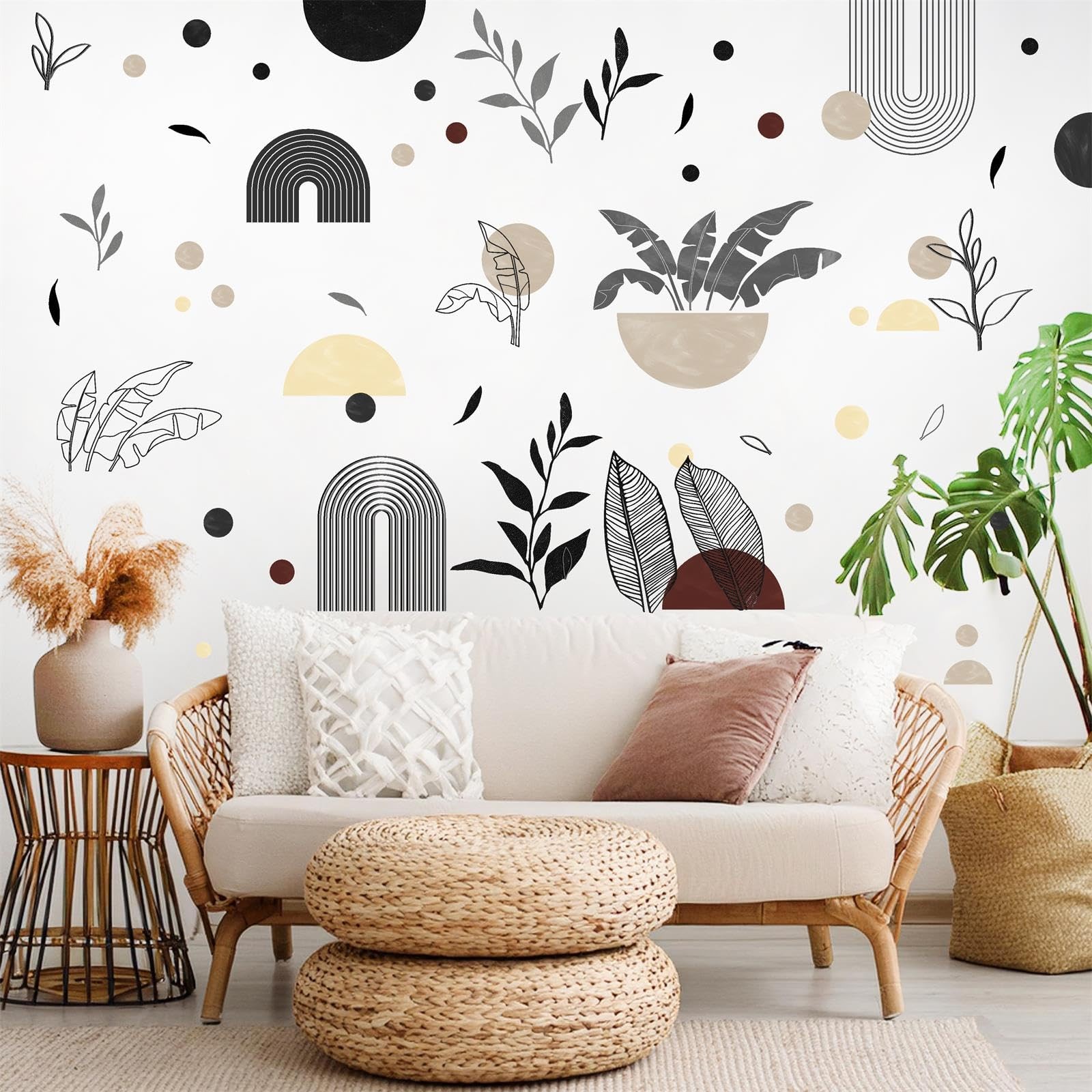 Vintage Abstract Art Wall Stickers Geometric Wall Decals Peel and Stick Boho …