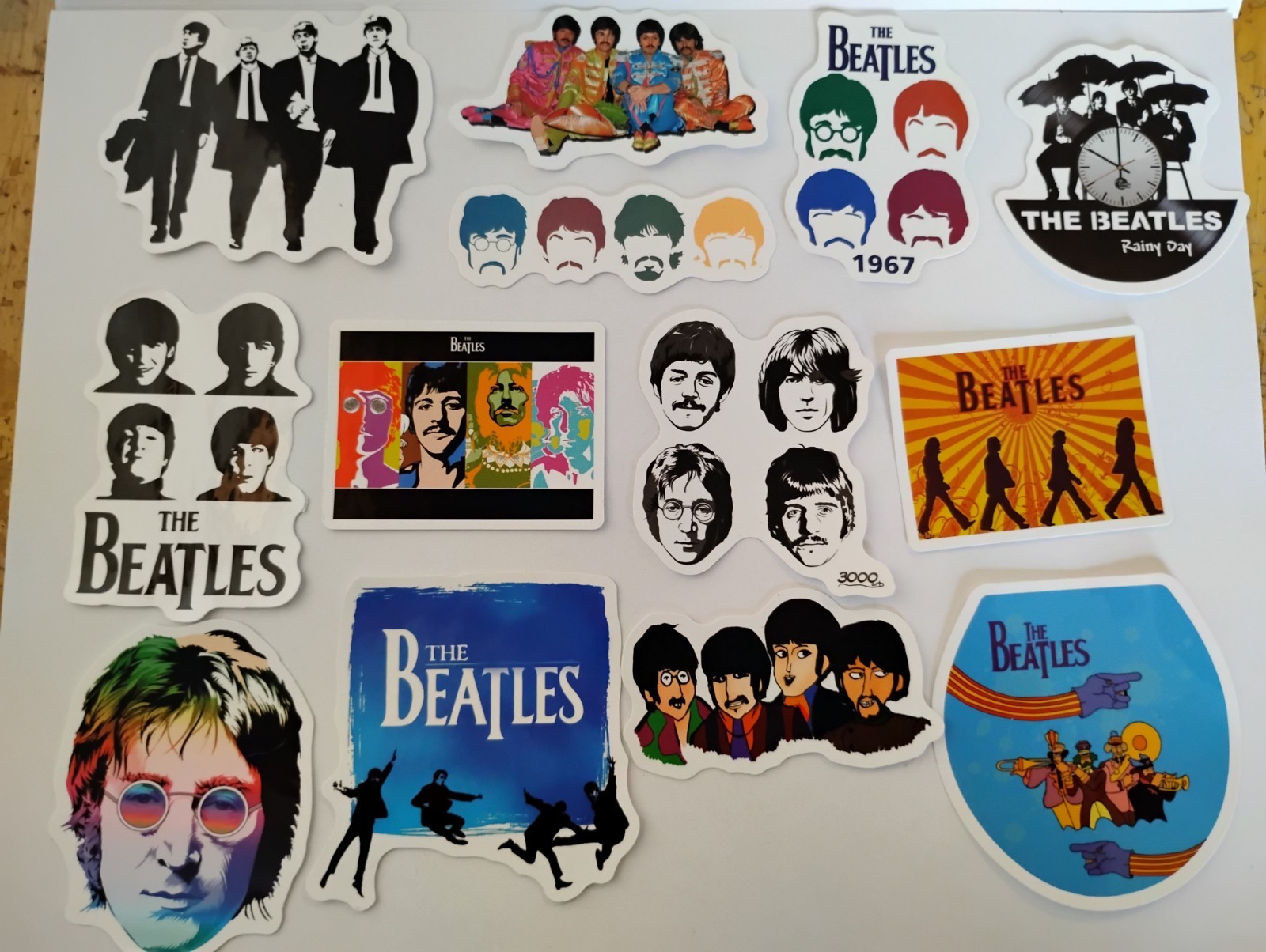 THE BEATLES Lot (14) 1 1/2" to 2 3/4" Band Logo STICKERS JOHN LENNON