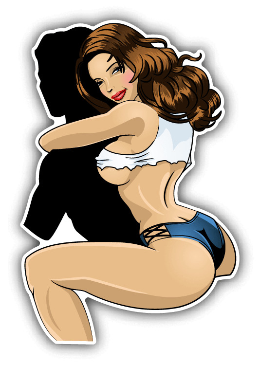 Cartoon Sexy Girl Piggyback Auto Moto Car Bumper Sticker Decal