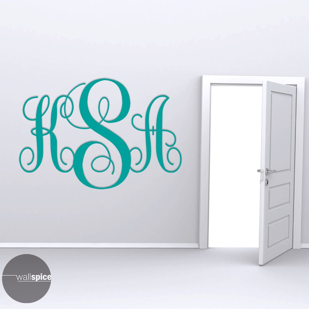 Vine Interlocking Monogram Letters Vinyl Wall Decal Sticker Art Home Decor