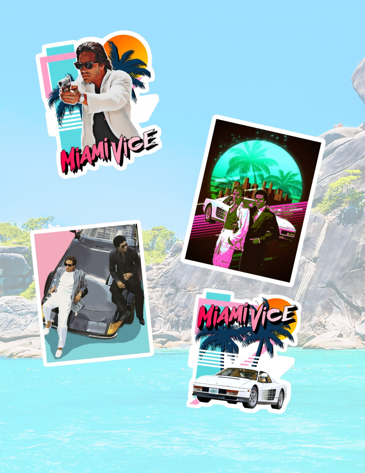 Miami Vice Retro TV 4pc Stickers Pack
