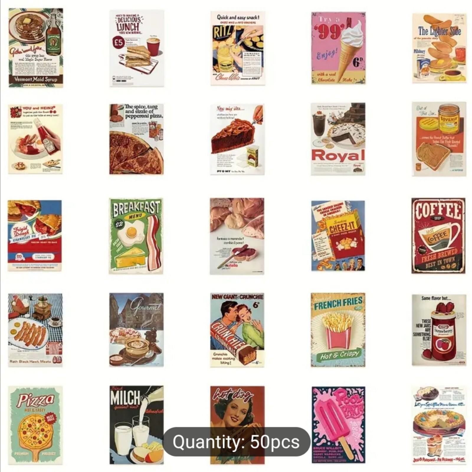 10 PCS Vintage Retro Antique Food Drinks Ads Posters Labels Stickers BRAND NEW