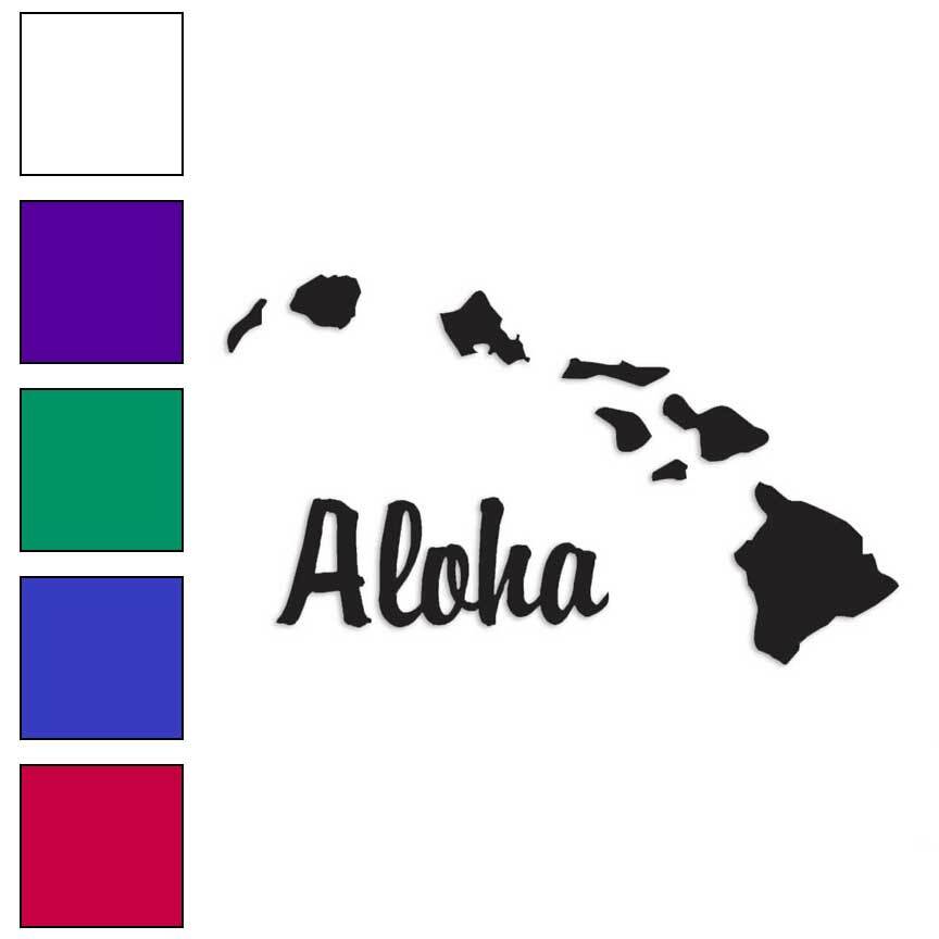 Aloha Hawaiian Islands, Vinyl Decal Sticker, Multiple Colors & Sizes #2394
