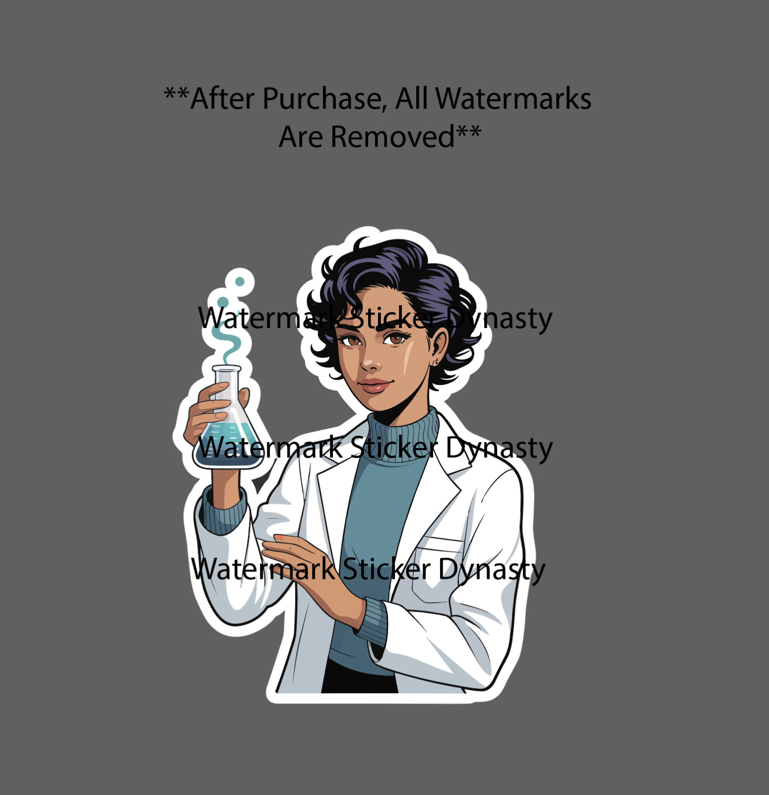 Scientist Sticker Waterproof Decal Science Lab Coat Beaker Woman Gift NEW