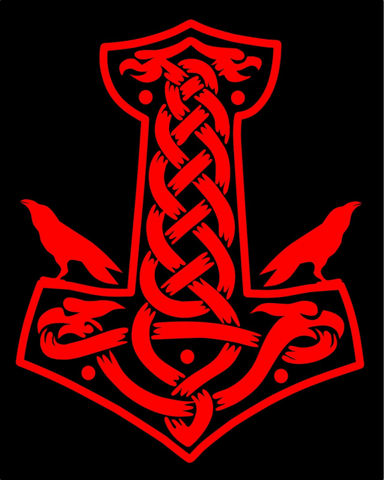 Thor's Hammer Decal with Ravens Mjolnir Viking Nordic car laptop vinyl sticker