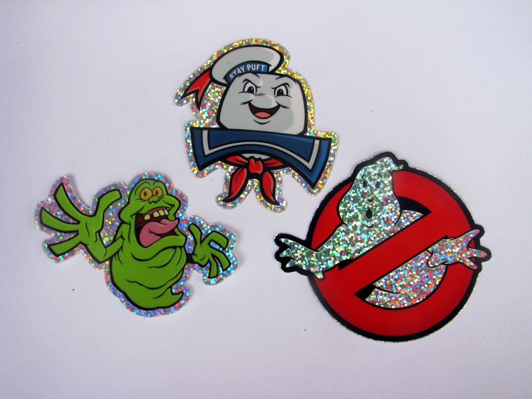 Stay Puft Slimer Glitter Sticker Set of 3 Ghostbusters Marshmallow Man Decals