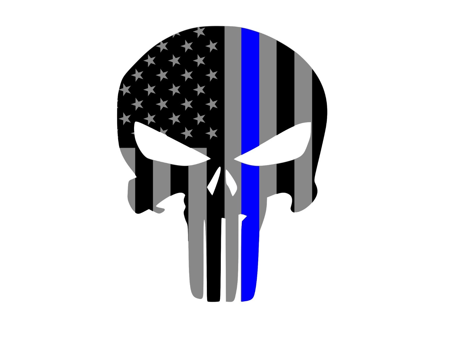 PUNISHER SKULL American Flag THIN BLUE LINE Vinyl Decal Sticker