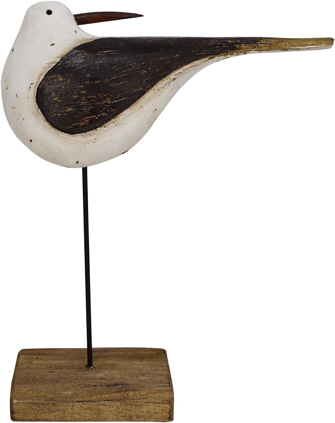 Wooden Sea Bird Statue Seagull On Stand Decor Nautical Coastal Birds Sculpture