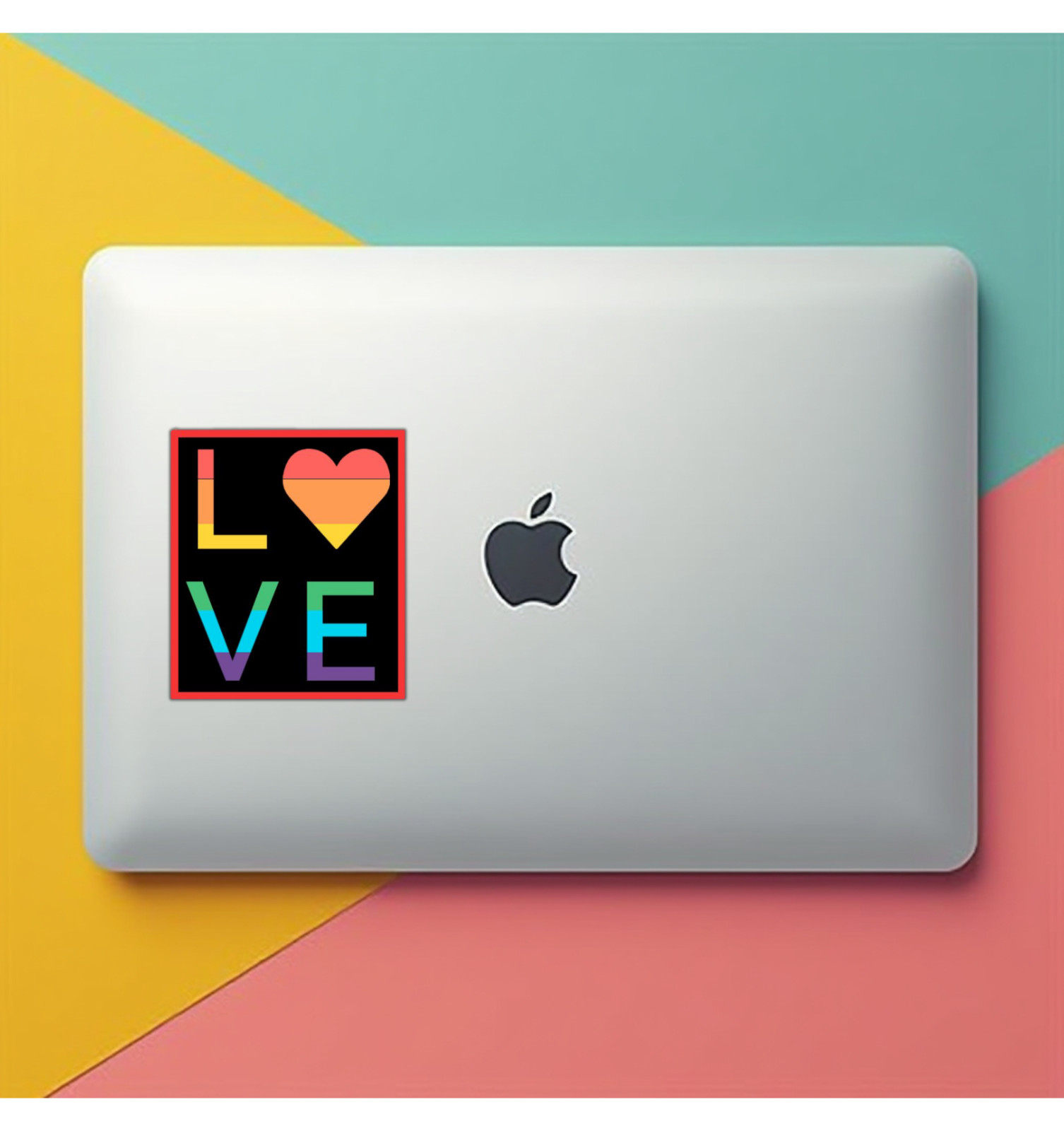 Love Rainbow Heart Pride Fridge Magnet or Laptop Sticker