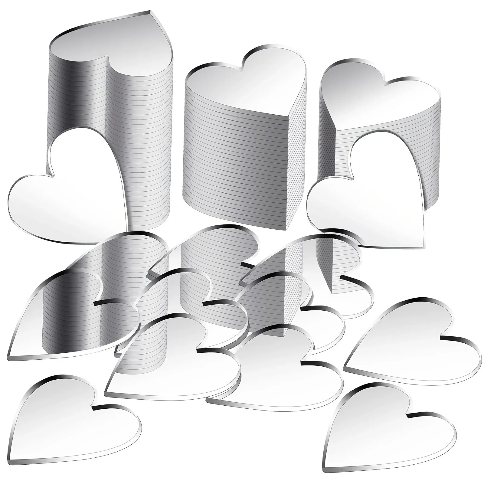 Self-adhesive Mirror Mosaic 100pcs of Acrylic Circular Heart-shaped Diamond Home