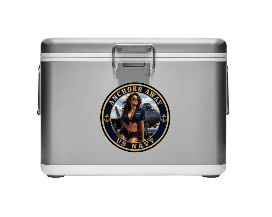 US Navy Anchors Away – 4" Handmade Vinyl Decal Auto Cooler Laptop Toolbox Decor