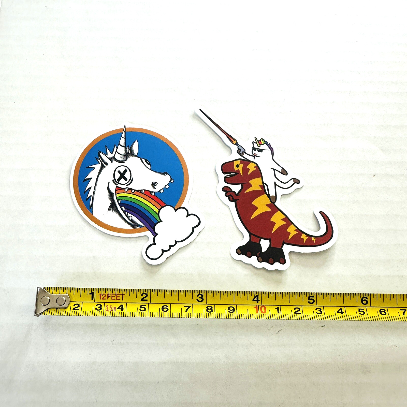 NEW Unicorn Dinosaur Rainbow Decals Stickers (2) Skateboard Travel Mug Laptop