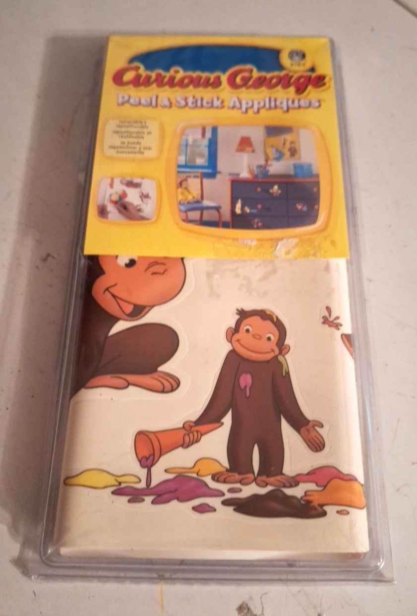 Curious George Peel & Stick Appliques 20+ Self adhesive pre-cut reusable PBS KID