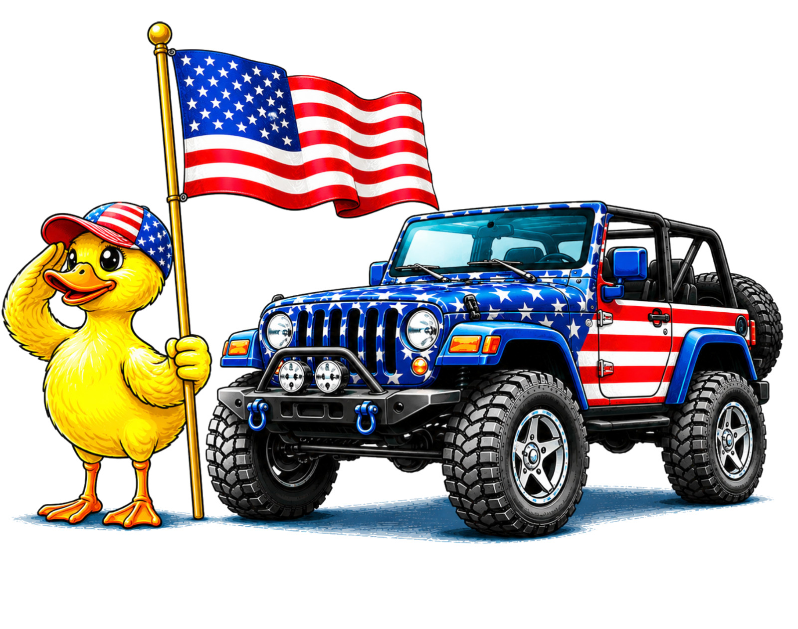 Patriotic Rubber Duck Sticker Ducky Duck Duckie 4th July USA Flag 4×4 Vehicle