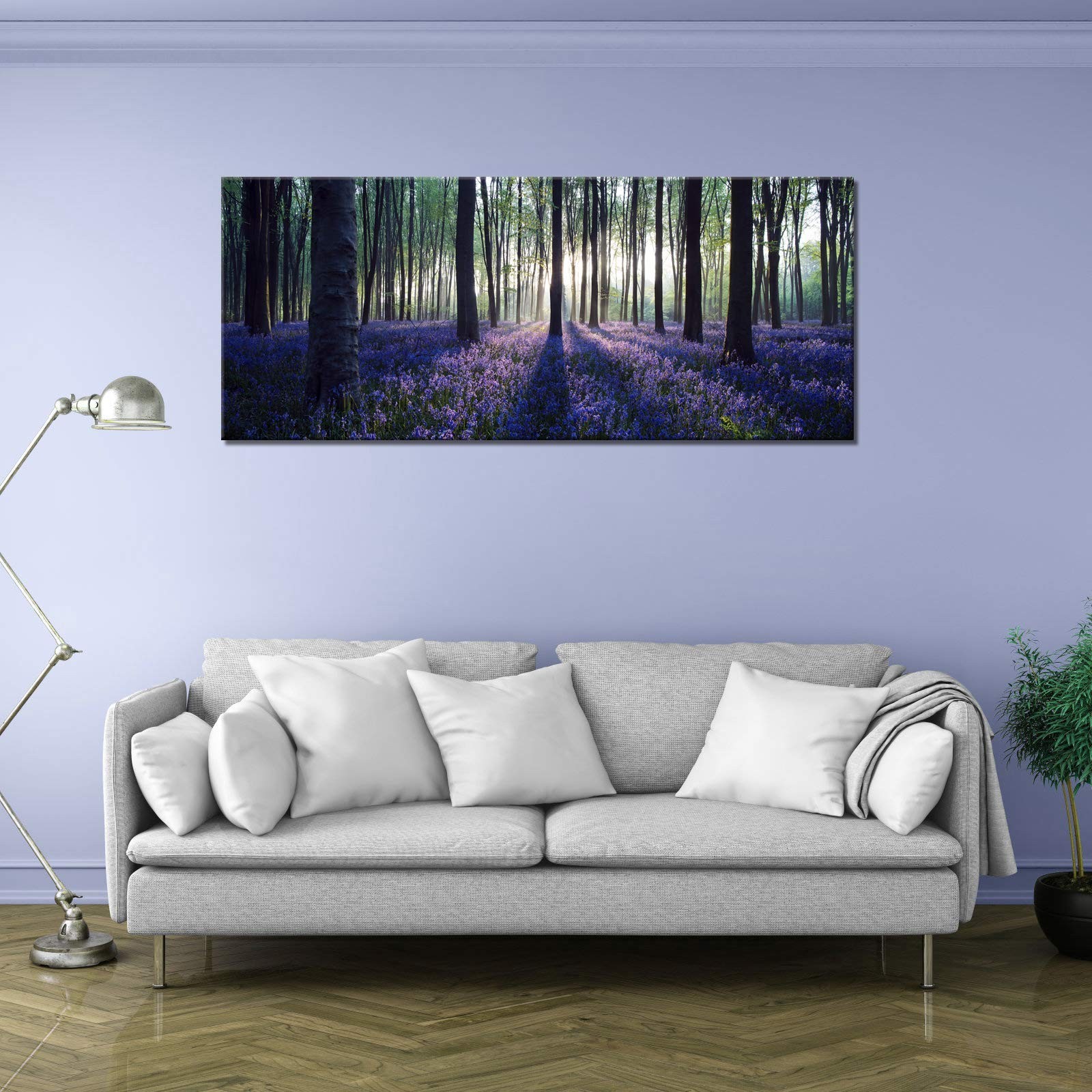 Visual Art Decor Framed Large Purple Canvas Wall Art Mild Sunshine Lavender F…