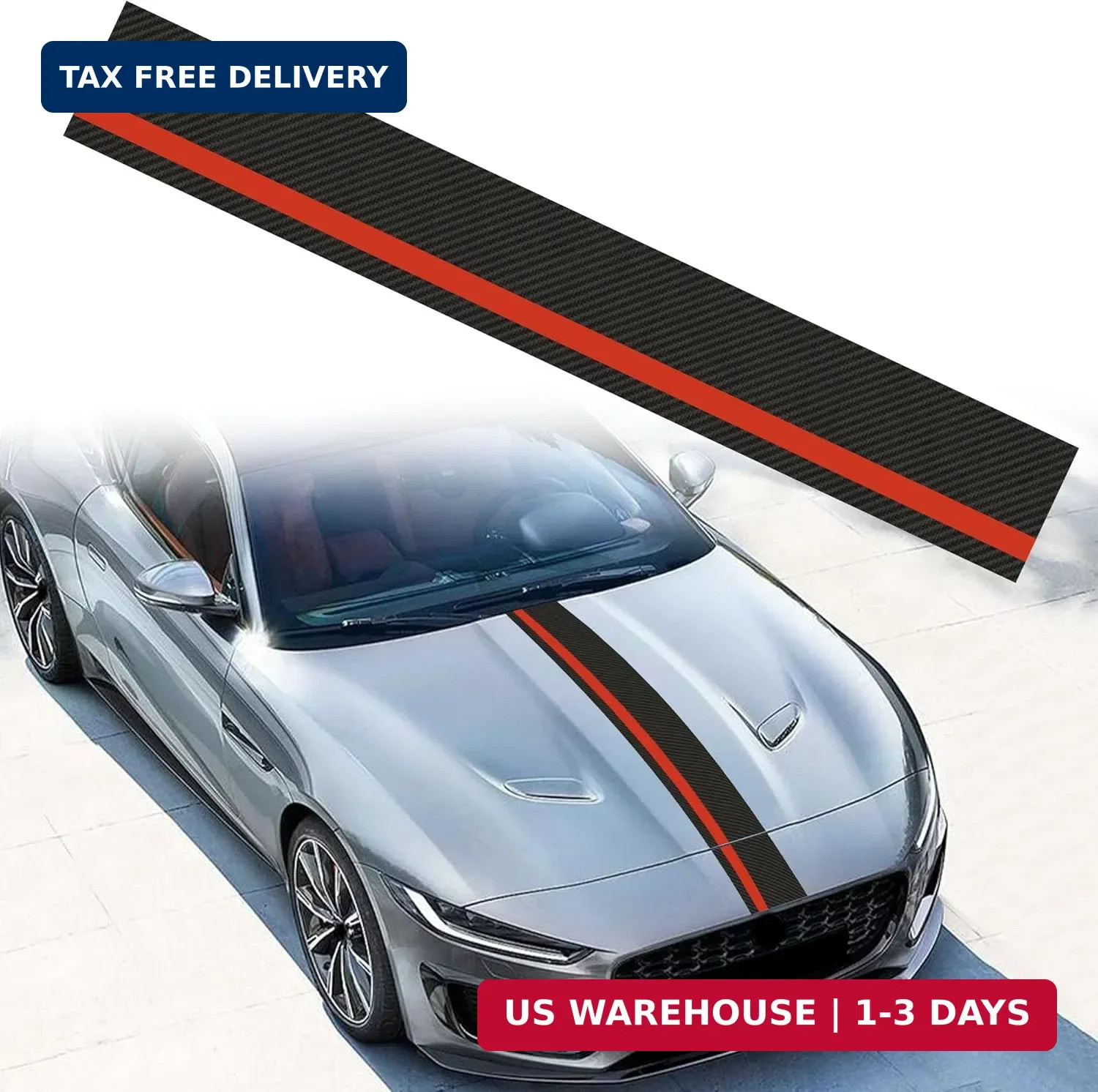 TOMALL 55"x7" Car Hood Sticker Auto Racing Body Side Skirt Roof Hood Bumper