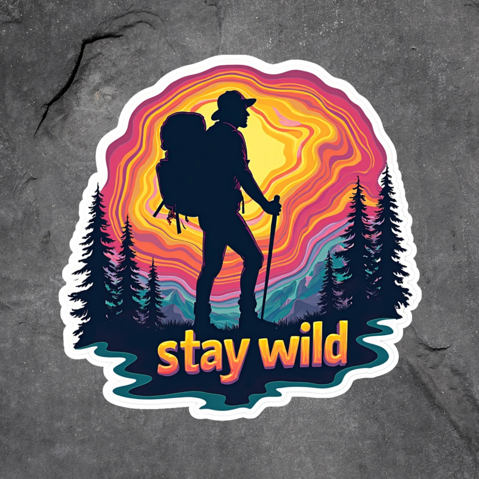 Stay wild sticker vinyl decal hiking camping outdoors mountain adventure