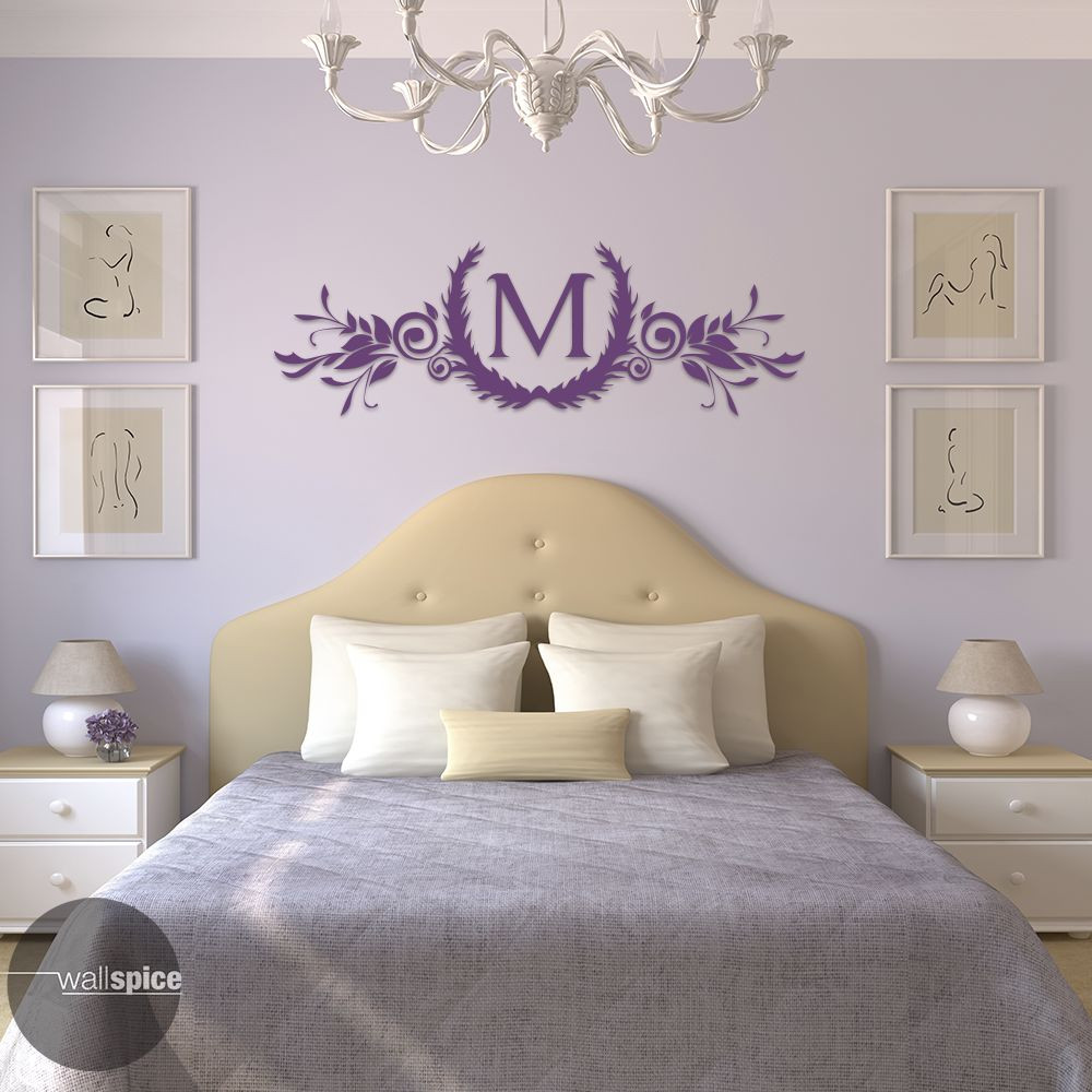 Single Letter Vine Monogram Vinyl Wall Decal Sticker