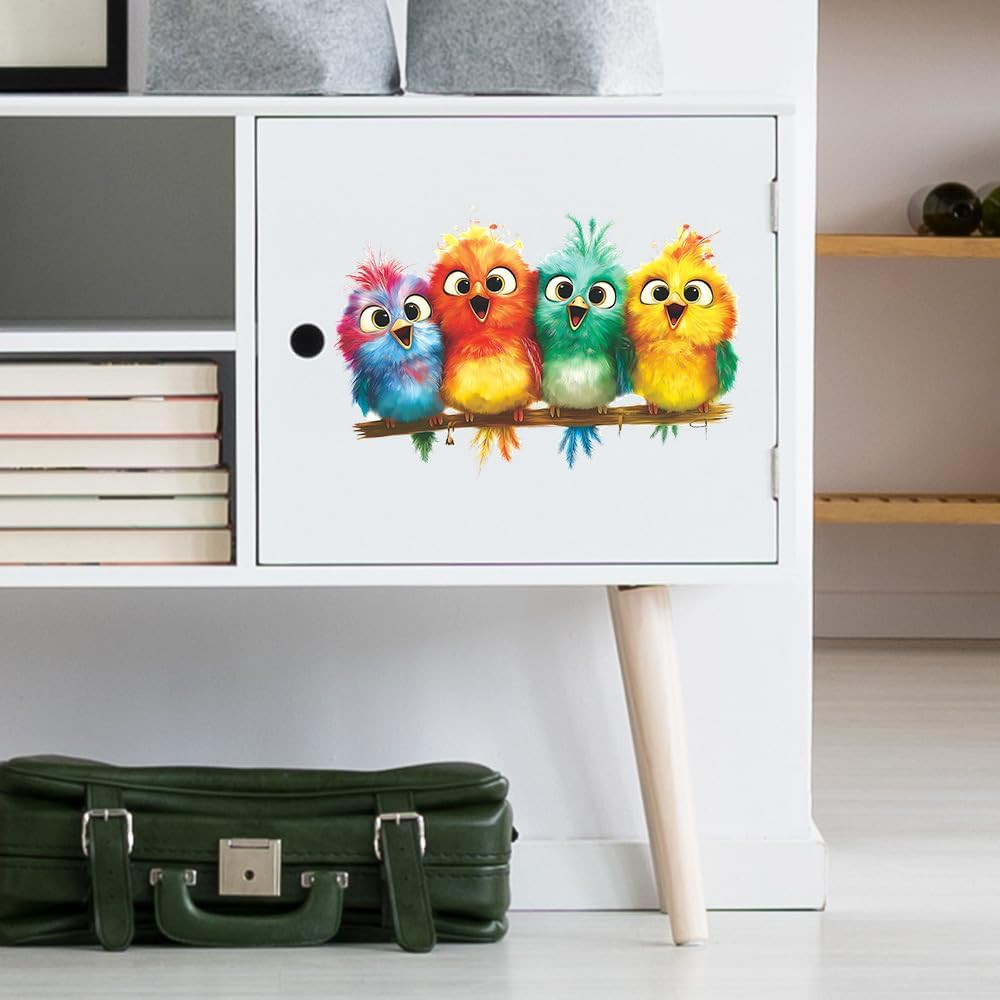 2 Pack Funny Birds Wall Stickers – Vinyl Art Mural for Home Decor