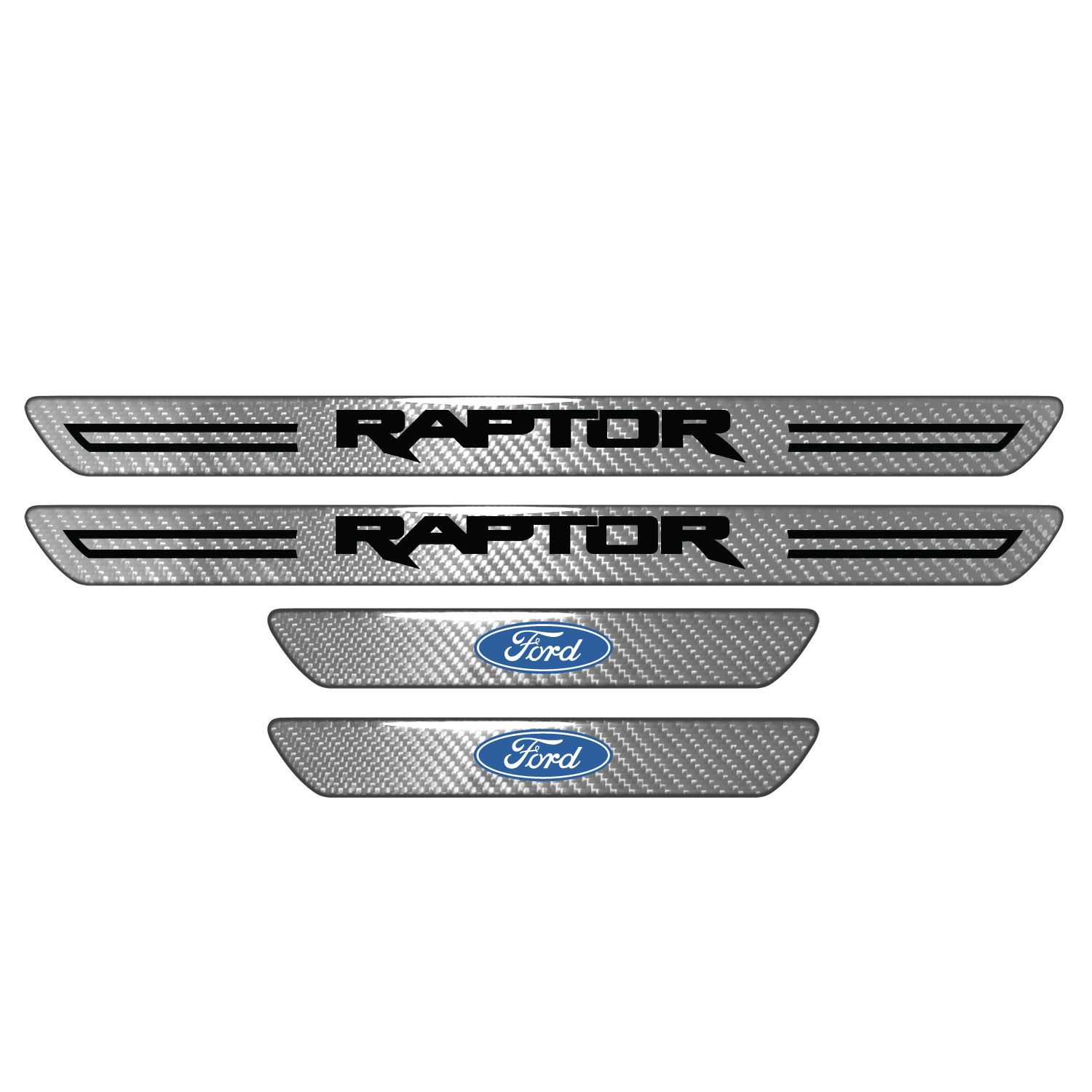 Ford F-150 Raptor Silver Carbon Fiber Universal Door Sill Protector Kick Plates