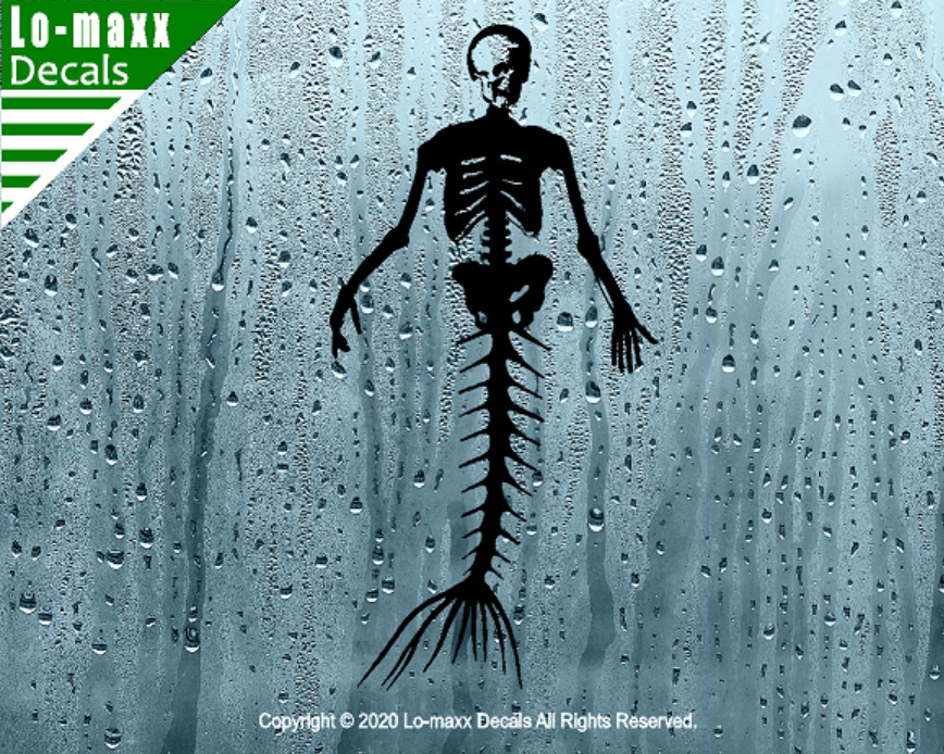 Mermaid Skeleton Sea life Ocean Beach Various Sizes Colors Die Cut Vinyl Decal
