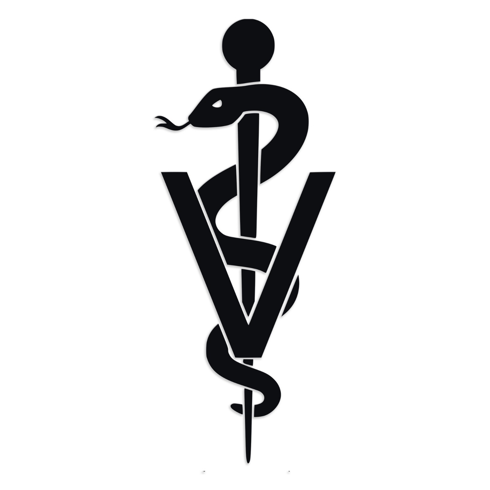 Veterinary Rod of Asclepius with Snake Vinyl Decal | Vet Medicine Symbol Sticker