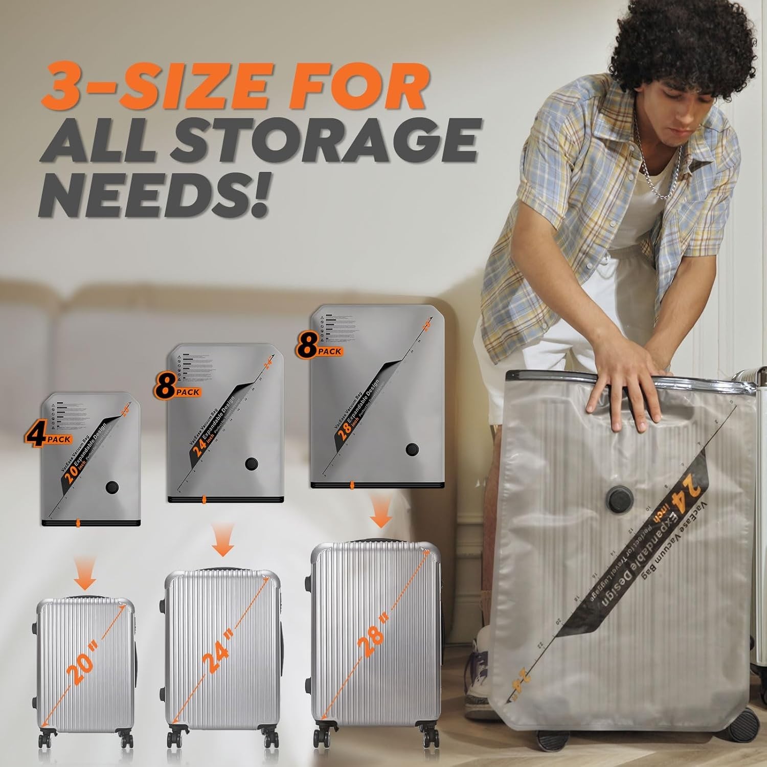 Rechargeable Wireless Pump Travel Storage Bags Set – 20 Pack Portable Space Save