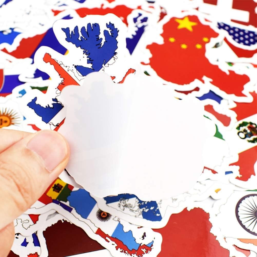 Vinyl National Flag Map Stickers Pack 50 Pcs Country Flag Decals for Laptop C…