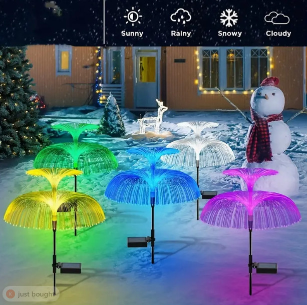 Outdoor LED Waterproof Solar Jellyfish Fiber Optic Light, Garden Lawn Light, For