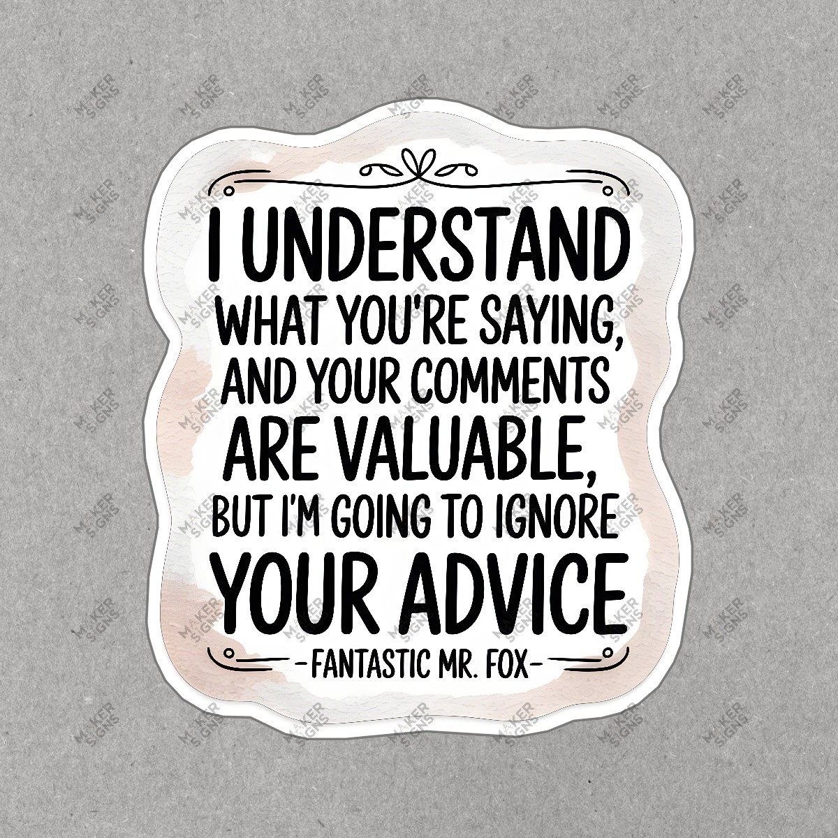 Fantastic Mr. Fox Quote Wall Art Humorous Handwritten Design Unique #7641