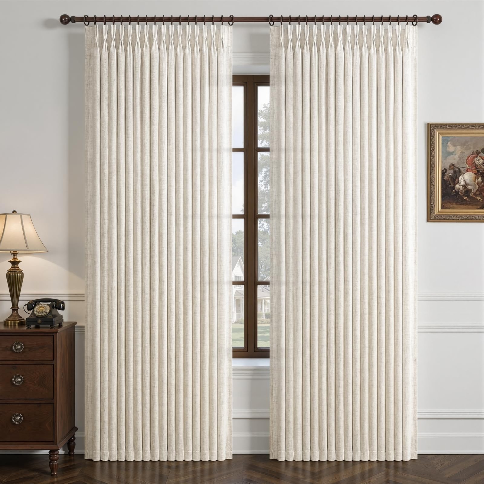 Pleated Birch 92 Inch Curtains for Living Room 2 Panels Set, Memory Shape Thi…