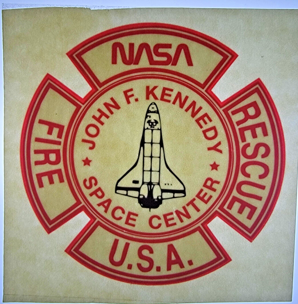 Vintage NASA Kennedy Space Center Fire Rescue 3.5" Window Decal Space Shuttle