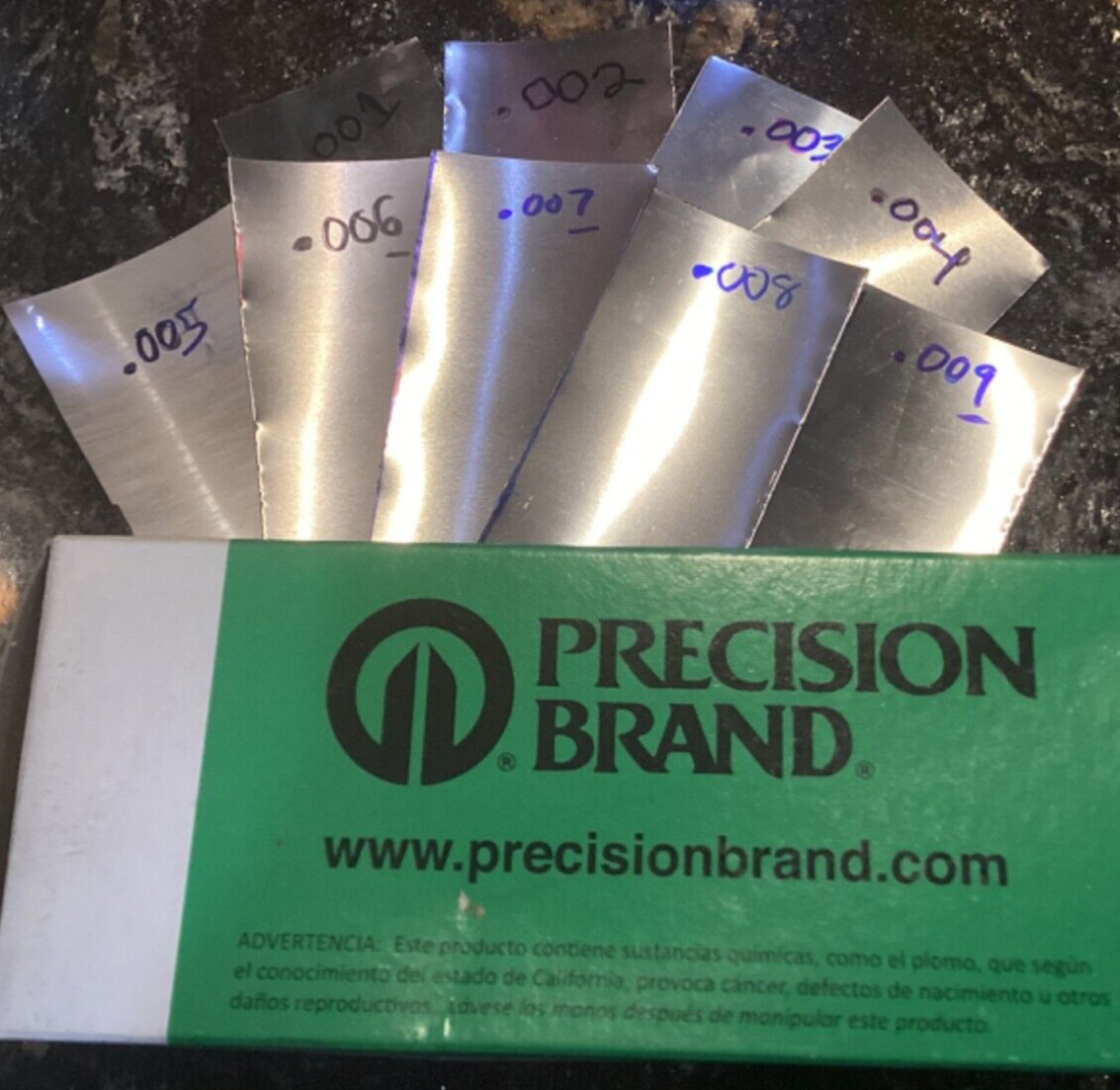 ASSORTMENT OF STEEL SHIM (9 SIZES FROM .001 To .009 (1” x 6" piece of each)!!