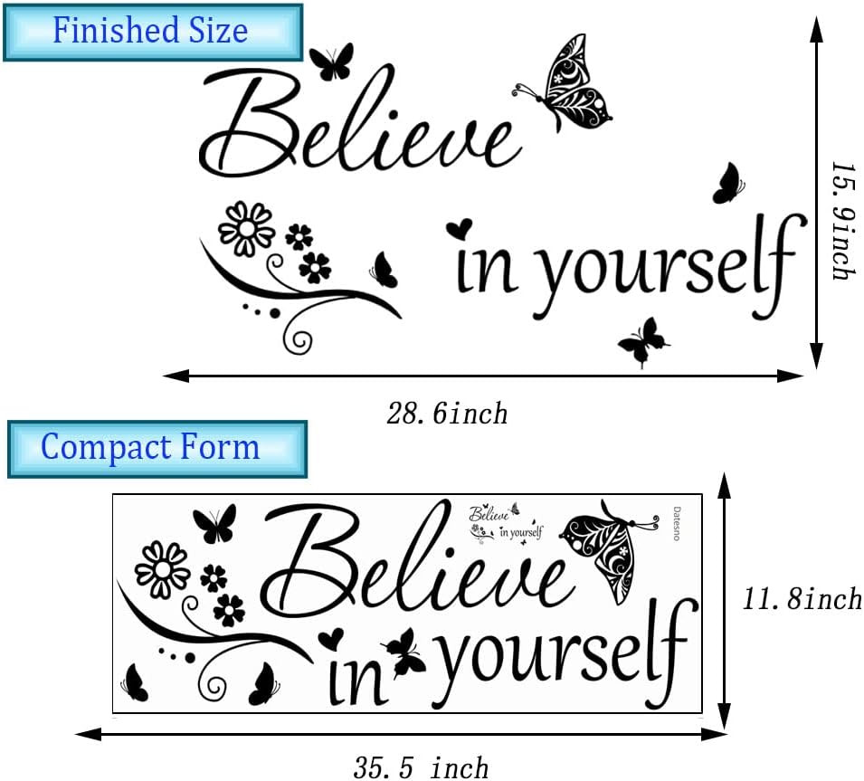 Inspirational Wall Decal Believe in Yourself Decal Wall Quote Stickers PVC Wall