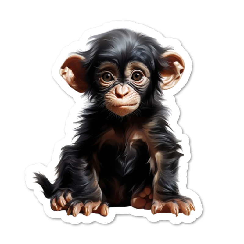 Baby Monkey Vinyl Sticker, Wildlife, Water Resistant, Laptop, Water Bottle