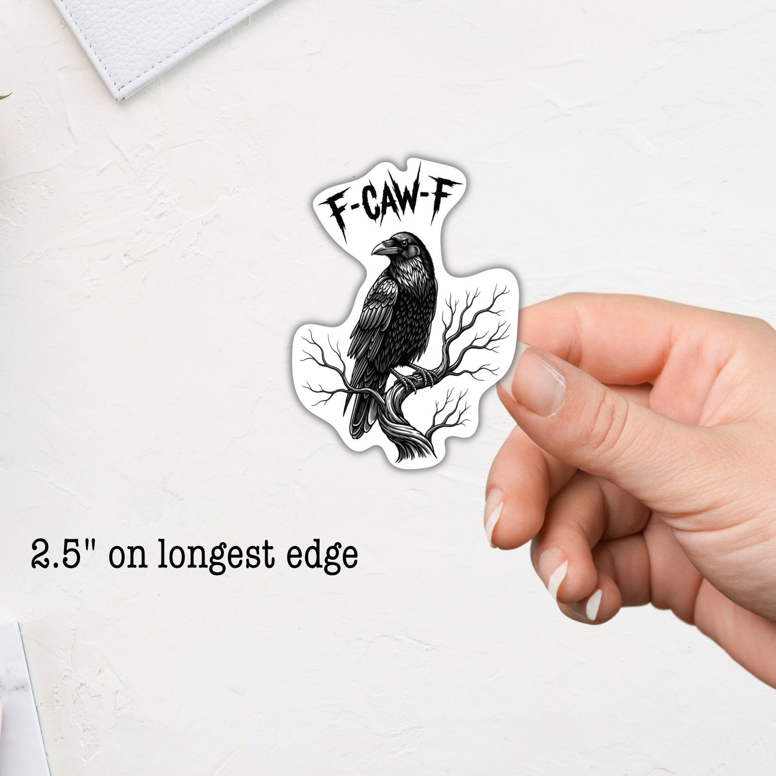 Grumpy Crow Sticker 2.5” – Funny F-Caw-F Vinyl Decal, Water Resistant